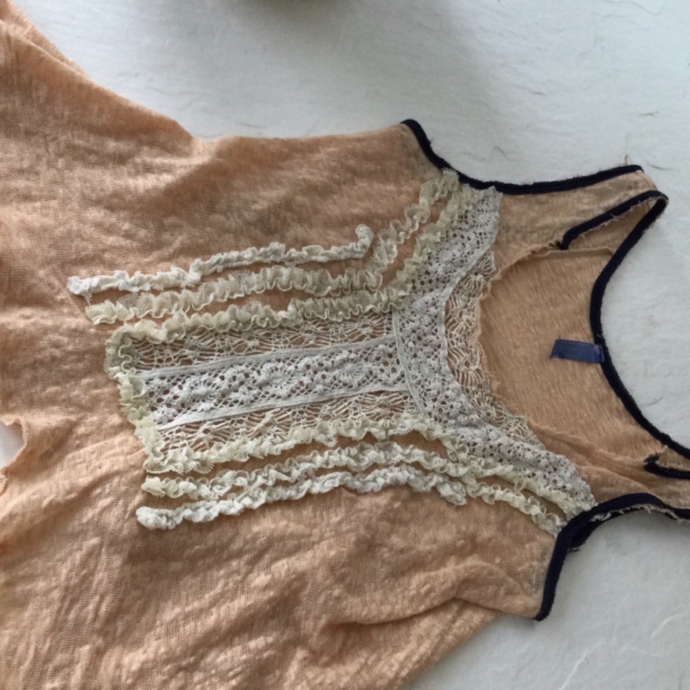 Free People Asymmetrical Gauzy Lace Top - Picture 3 of 9